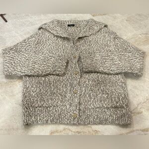 Massimo Dutti Chunky Knit Cardigan Sweater | Made in Spain | Neutral Wool Blend